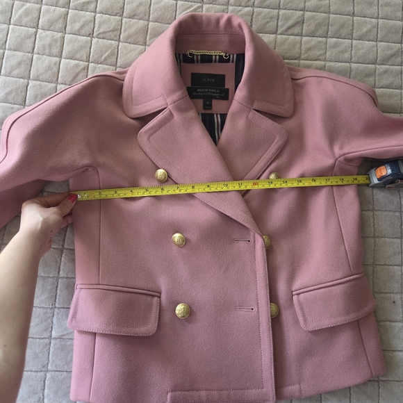 J.Crew Italian Melton Wool Pink Women's Cropped Coat Jacket, Sz 00, Dusty Rose - Picture 6 of 8